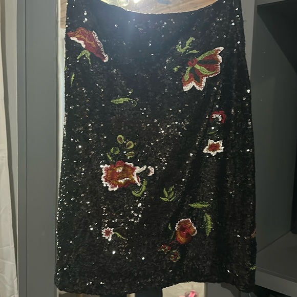 Maeve black sequin skirt with embroidery - Picture 1 of 5